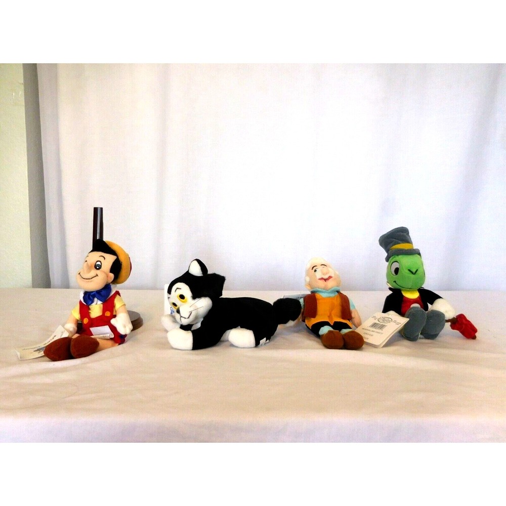 Disney Store Beanie Babies Pinocchio Complete Set